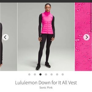Lululemon Down for It All Vest Sonic Pink NWT size 4